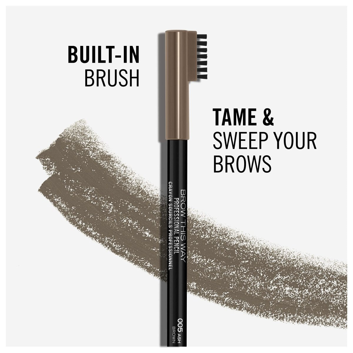 Rimmel Brow This Way Professional Pencil 1.4g, Pigmented, Built In Brush #color_005 Ash Brown