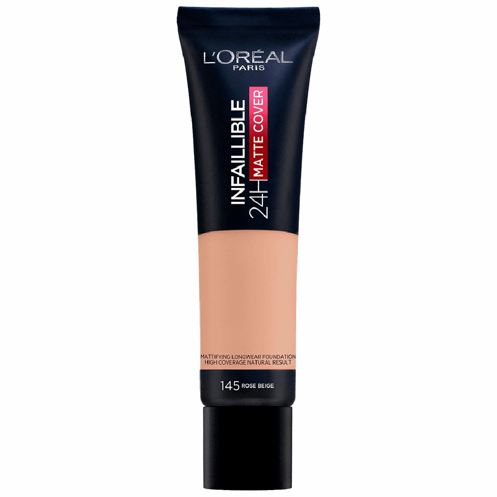 L'Oreal Paris Infallible 24HR Matte Cover Foundation 30ml, Long-Lasting Foundation, Mattifying Effect #color_145 Rose Beige