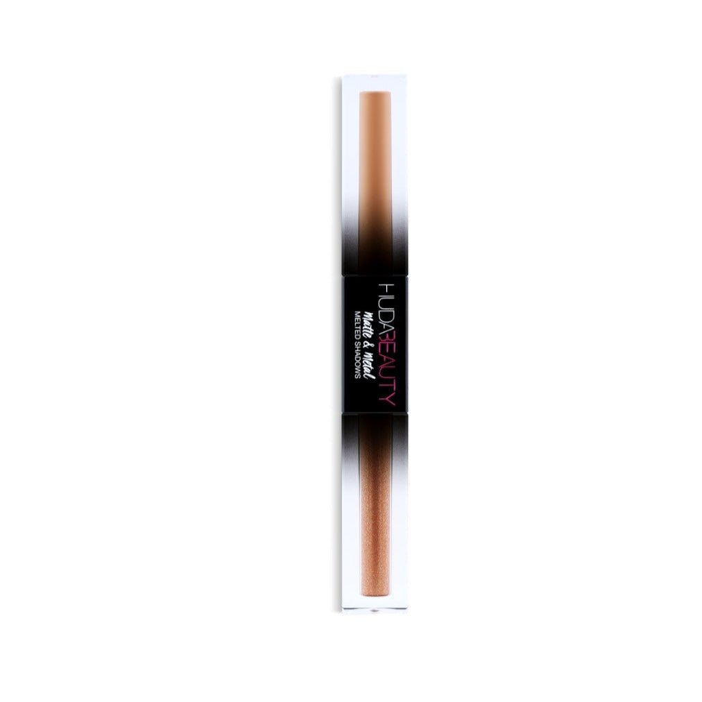 Huda Beauty Matte & Metal Liquid Eyeshadow Dual-Ended Liquid Shadow #color_Double Pump Latte and Drop Top