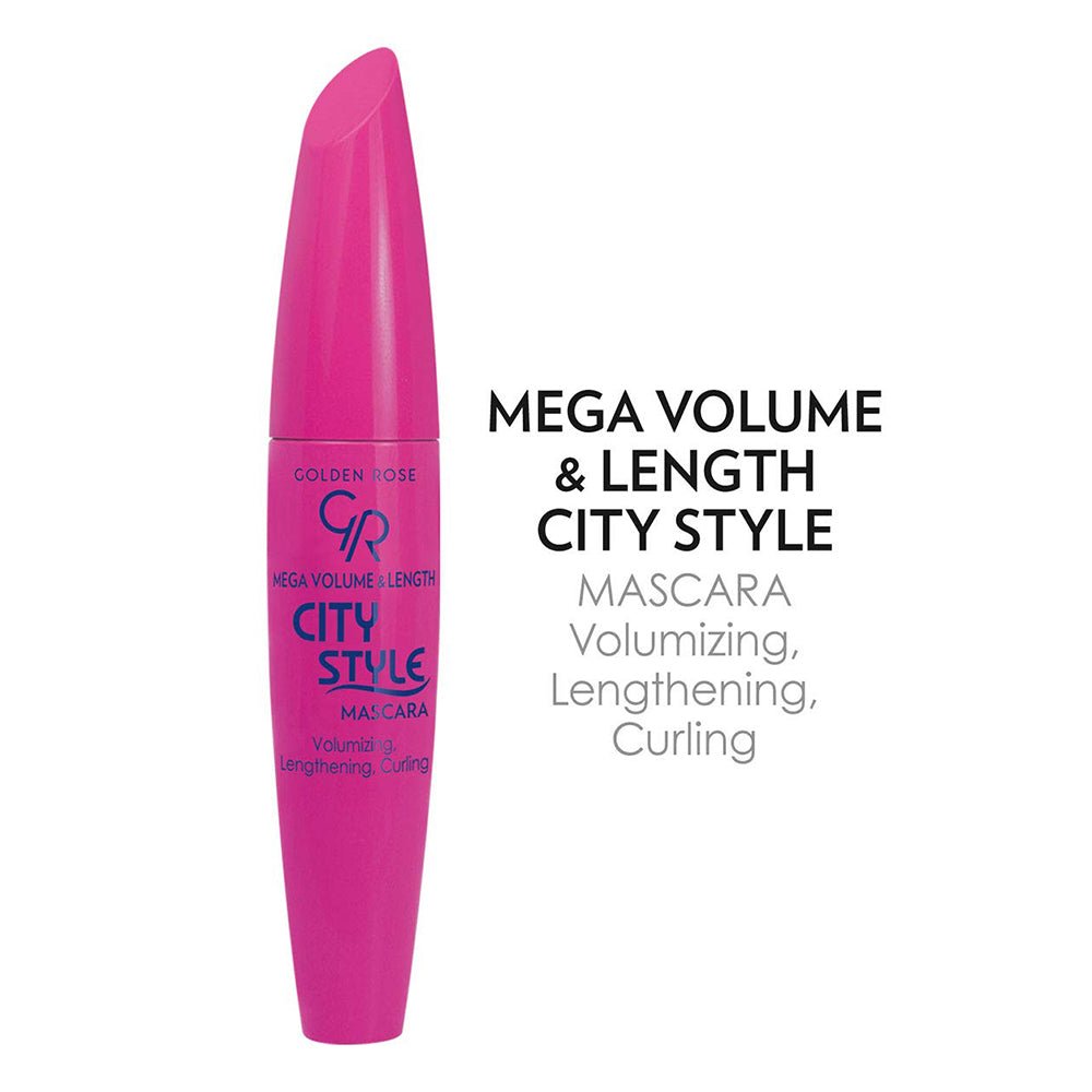 Golden Rose Mega Volume & Length City Style Mascara Black, Curls, Separates, Mega Volume