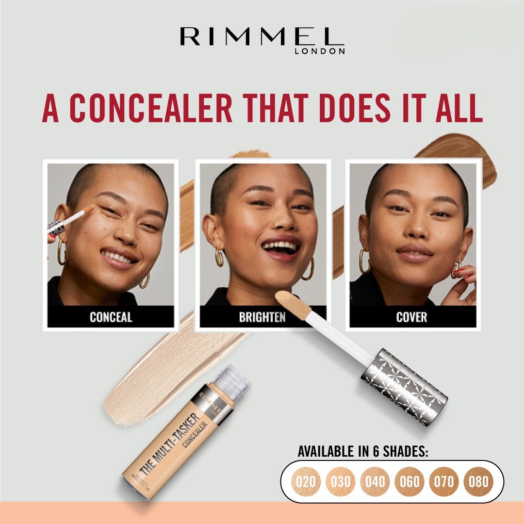 Rimmel Multi Tasker Concealer10ml, Covers up Blemishes,  Uneven Skintone, Brightens Dark Circles