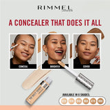 Rimmel Multi Tasker Concealer10ml, Covers up Blemishes,  Uneven Skintone, Brightens Dark Circles