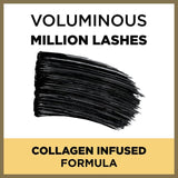 L'Oreal Paris Voluminous Million Lashes Mascara Black 0.32oz 9ml, Collagen-Infused Formula