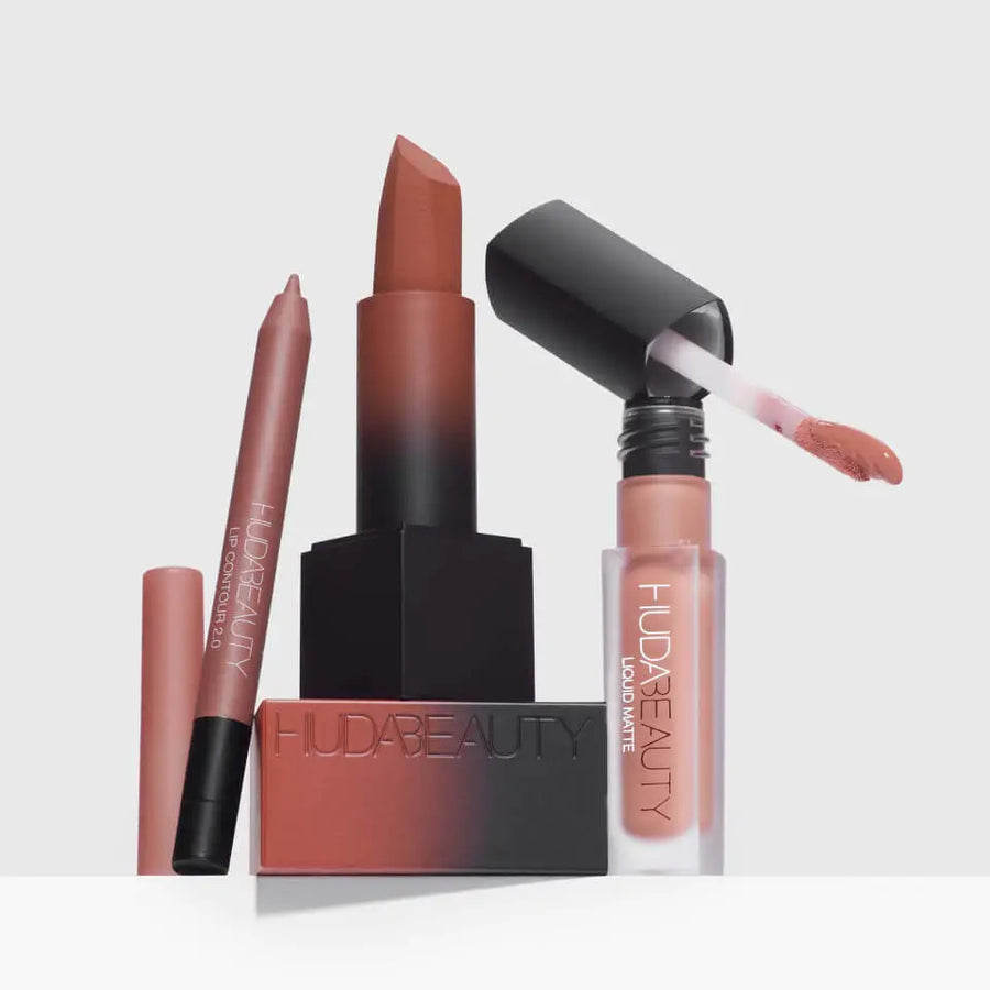 Huda Beauty Lip Trio Gift set 3Pcs Bombshell | Ramfa Beauty
