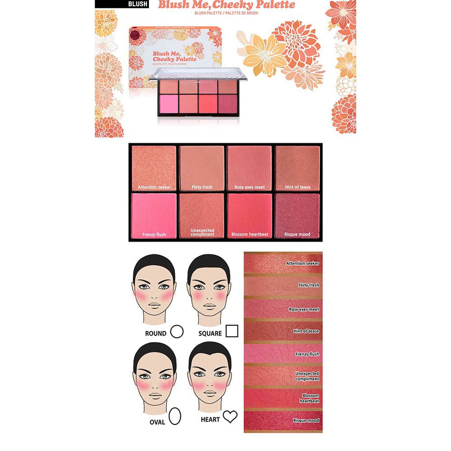 J.Cat 8 Count Palette Smooth Texture, Blends Effortlessly, Perfect Luminous Finish #color_ECP102 Blush Me, Cheeky Palette