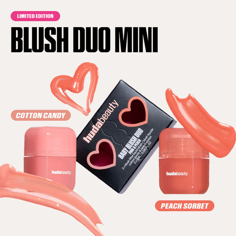 Huda Beauty Mini Baby Blush Duo Set #color_Cotton Candy and Peach Sorbet