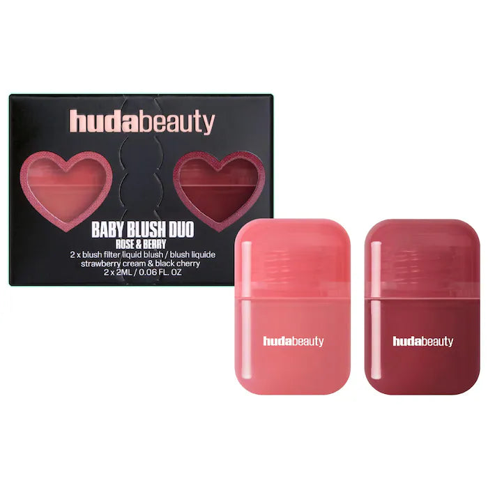 Huda Beauty Mini Baby Blush Duo Set #color_Strawberry Cream and Black Cherry