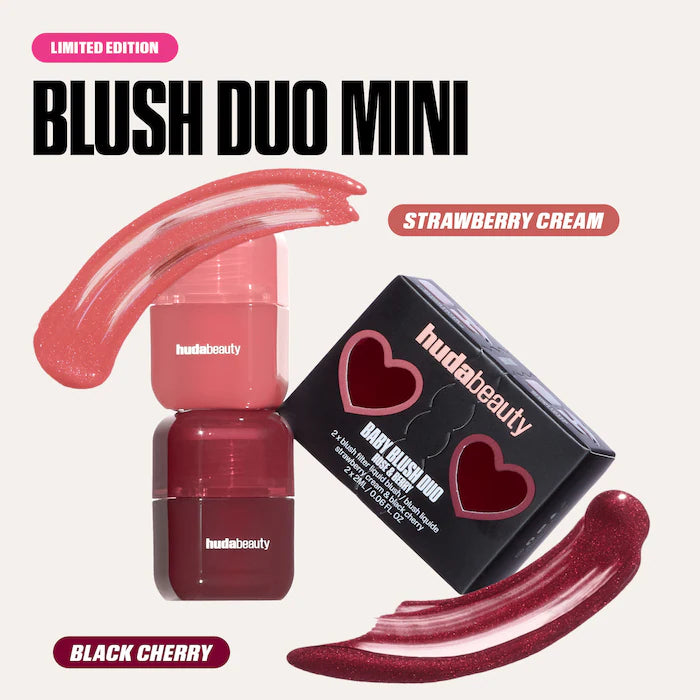 Huda Beauty Mini Baby Blush Duo Set #color_Strawberry Cream and Black Cherry