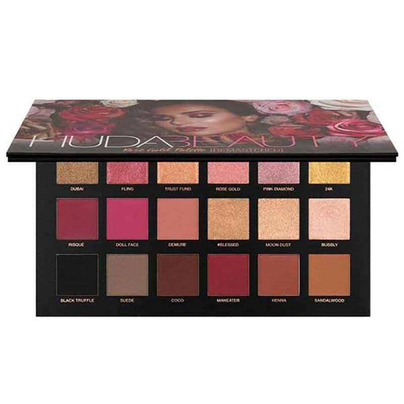 Huda Beauty Rose Gold Remastered Eyeshadow Palette, 18 Buttery-Smooth Shadows, High-Pigment 
