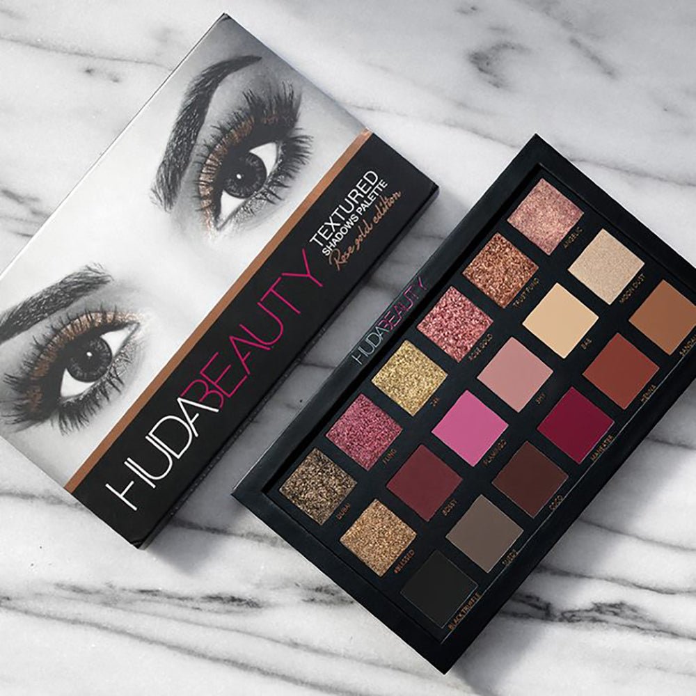 Huda Beauty Rose Gold Remastered Eyeshadow Palette, 18 Buttery-Smooth Shadows, High-Pigment 