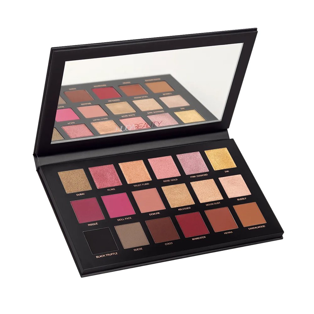Huda Beauty Rose Gold Remastered Eyeshadow Palette, 18 Buttery-Smooth Shadows, High-Pigment 