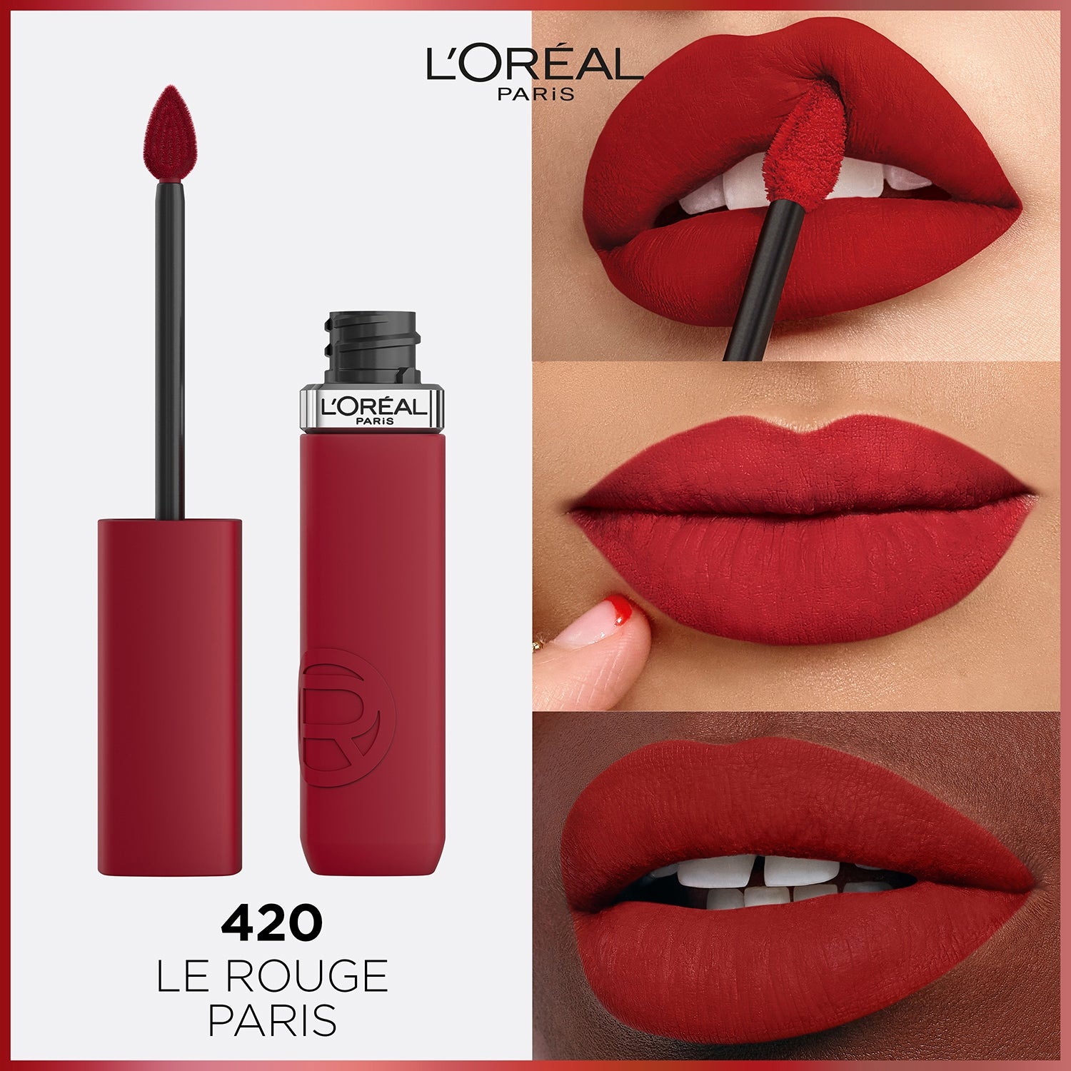 L'Oreal Infallible Matte Resistance Liquid Lipstick 5ml Ultra-Lightweight, Creamy Formula, Matte Finish #color_420 Le Rouge Paris