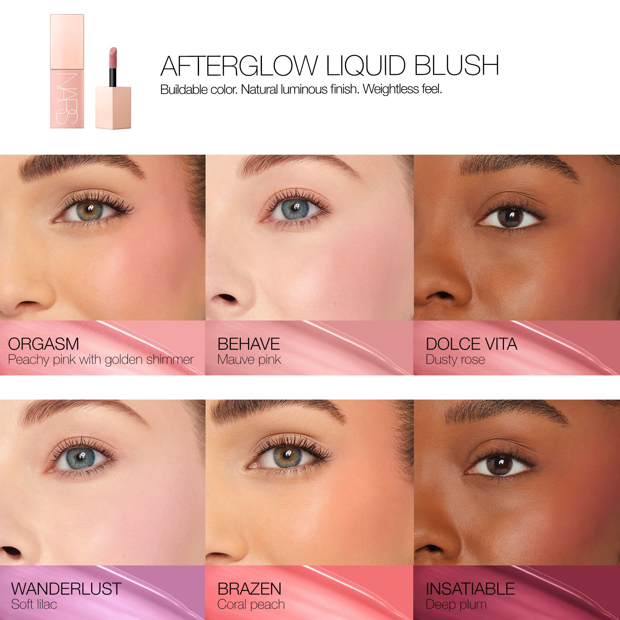 NARS Afterglow Liquid Blush 7ml, Lasting, Transfer-Resistant, Natural Glow #color_Orgasm 