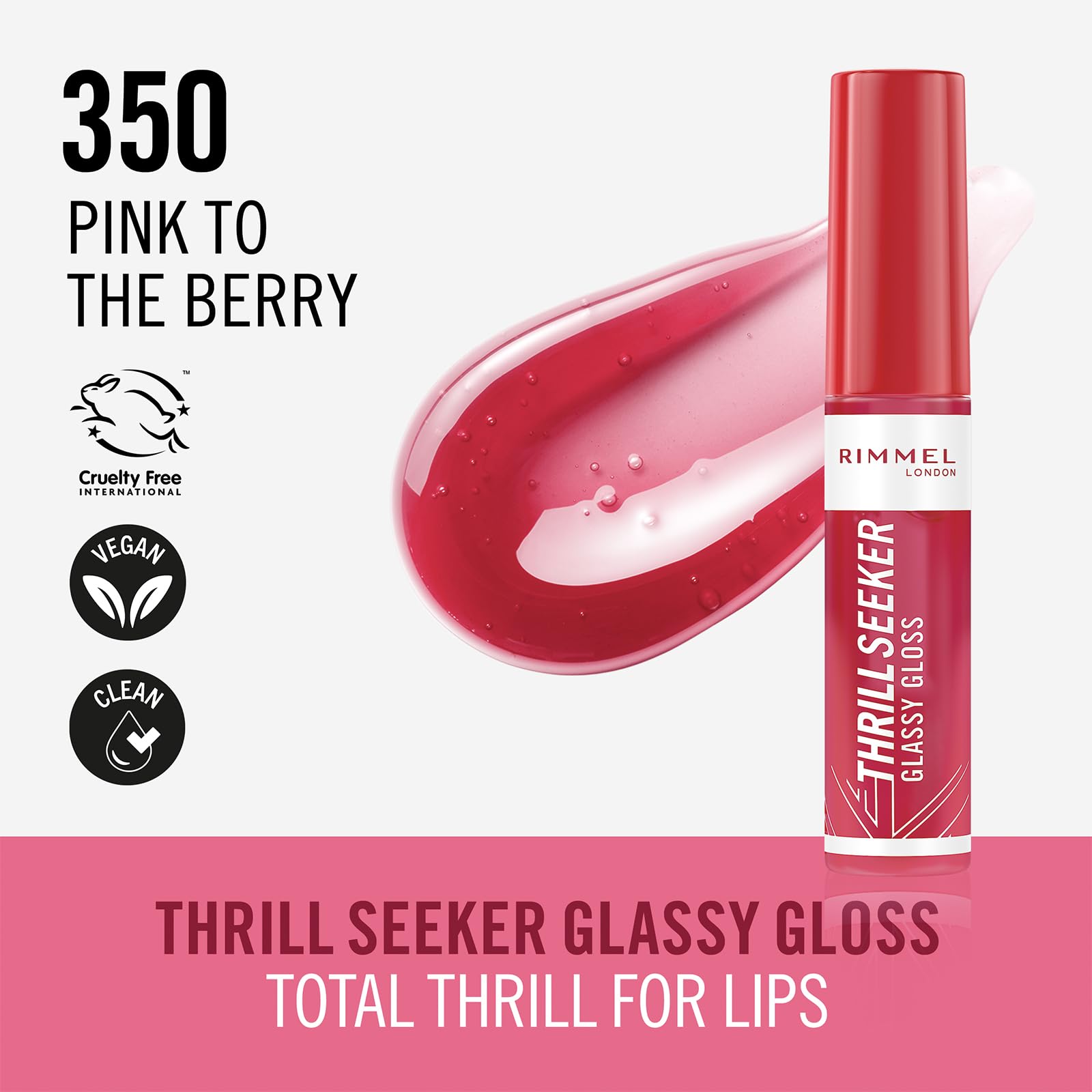 Rimmel Thrill Seeker Glassy Gloss Lip Gloss 10ml #color_Pink To The Berry