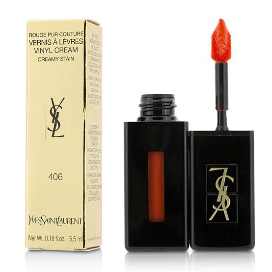 Yves Saint Laurent Vinyl Cream Lip Stain 5.5ml, Lip Contouring, Ultra-Hydrating, Liquid Lipstick, Full Coverage #color_406 Orange Electro