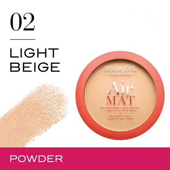 Bourjois Air Mat Compact Powder 0.35oz 10g Lightweight Long-Lasting Foundation Powder #color_02 Light Beige