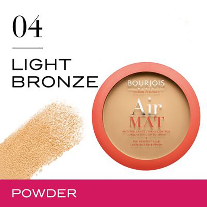 Bourjois Air Mat Compact Powder 0.35oz 10g Lightweight Long-Lasting Foundation Powder #color_04 Light Bronze