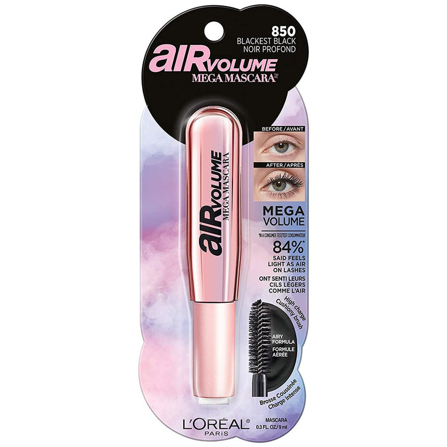 L'Oreal Paris Air Volume Mega Mascara 0.32oz 9.4ml Black, Lightweight Volumizing