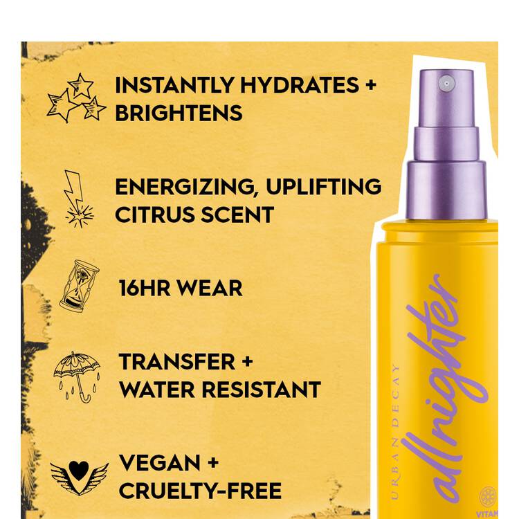 Urban Decay All Nighter Vitamin C Makeup Setting Spray 118ml, Hydrating, Brightening