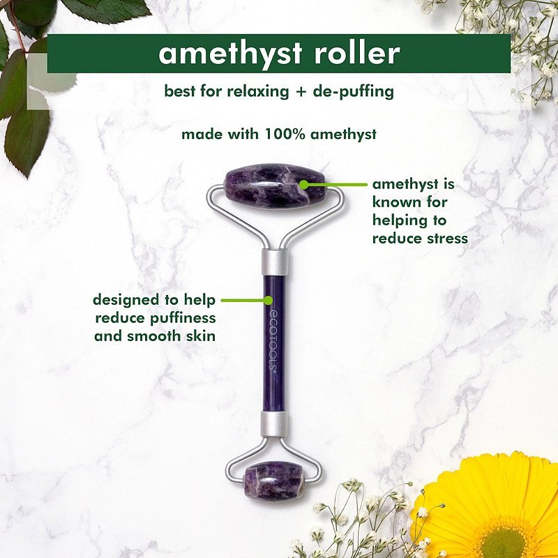 Ecotools Amethyst Facial Roller Skin Care Rollers Tools Reducing Puffiness and Promoting a Radiant Complexion