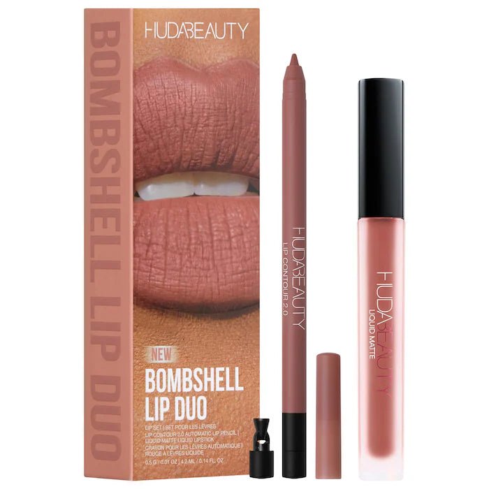 Bombshell Lip Liner and Liquid Lipstick Set, Long-Lasting and Highly Pigmented Formula