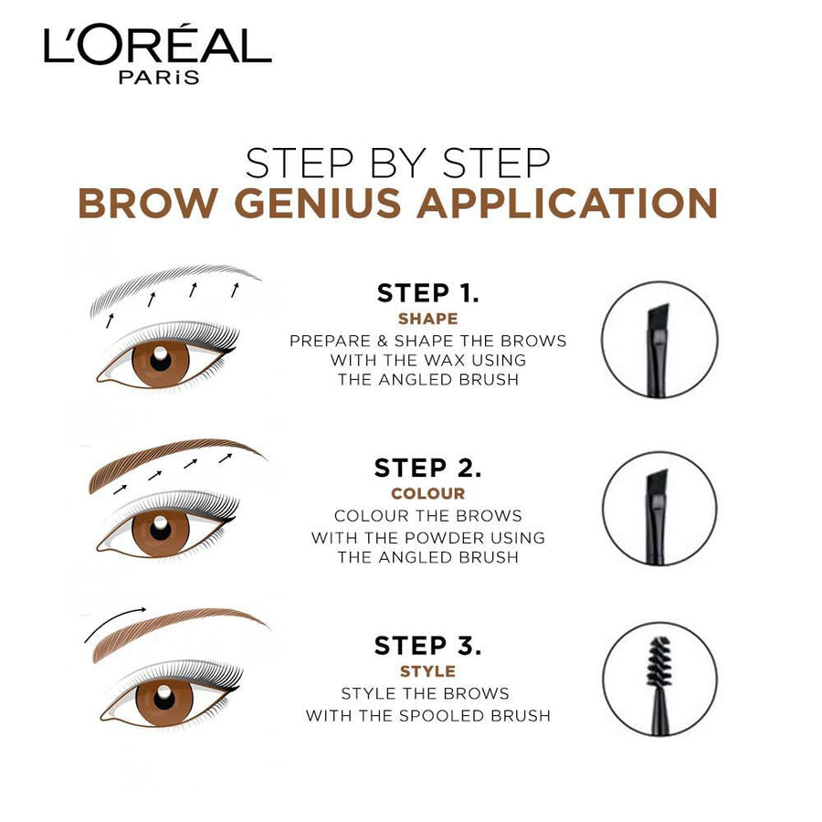 L'Oreal Paris Brow Artist Genius Kit 3.5g, Eyebrow Color Kit, Tweezers Wax and Angled Spooley Brush