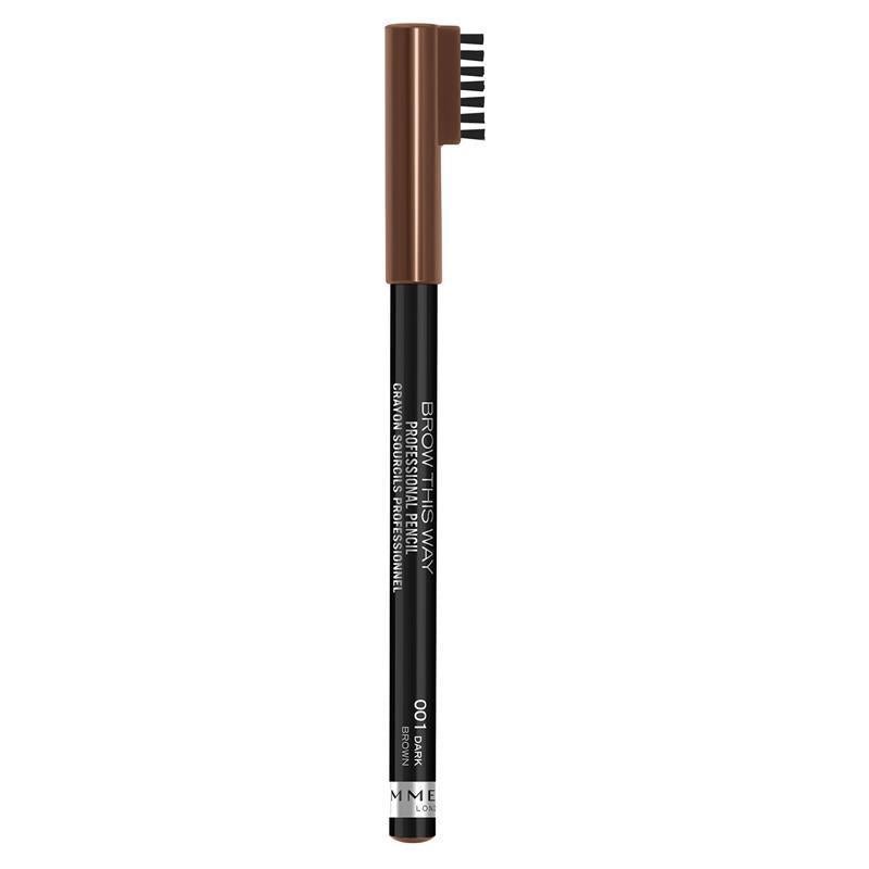 Rimmel Brow This Way Professional Pencil 1.4g, Pigmented, Built In Brush #color_001 Dark Brown