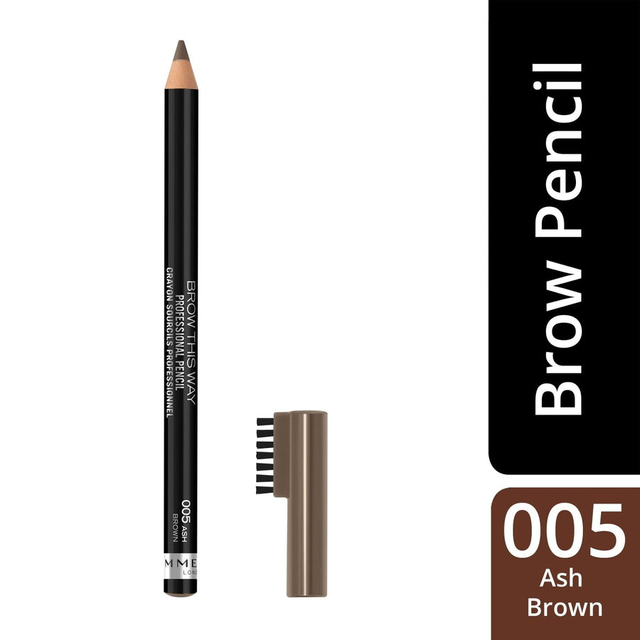 Rimmel Brow This Way Professional Pencil 1.4g, Pigmented, Built In Brush #color_005 Ash brown