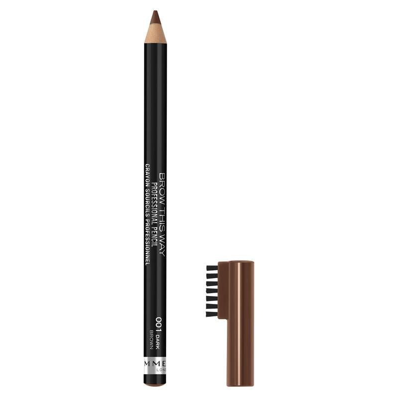 Rimmel Brow This Way Professional Pencil 1.4g, Pigmented, Built In Brush #color_001 Dark Brown