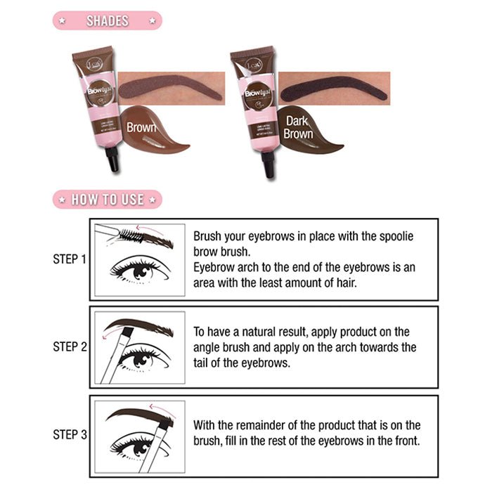 J.CAT Browlyst Style Your Brow Gel Set Eyebrow Enhancers 0.68oz 20ml BLS101 Brown/Dark Brown 