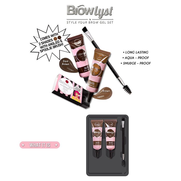 J.CAT Browlyst Style Your Brow Gel Set Eyebrow Enhancers 0.68oz 20ml BLS101 Brown/Dark Brown 