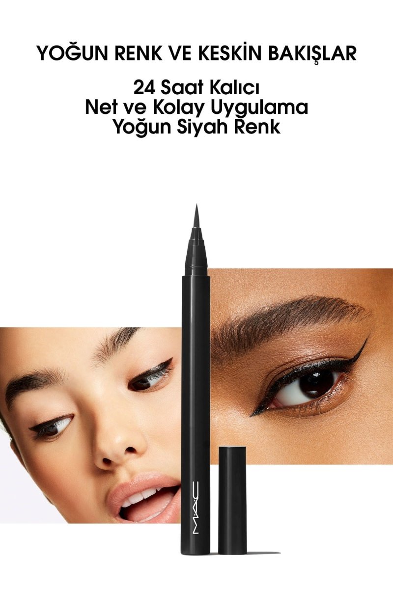 MAC Brushstroke 24 Hour Liquid Eyeliner Brushblack 0.67g, Pen with Precision-Brush Tip