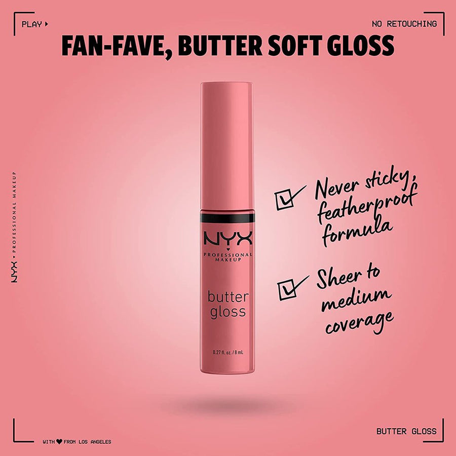 NYX Professional Butter Gloss Non Sticky Lip Gloss 4ml, Best Settling, Non-Sticky High Shine