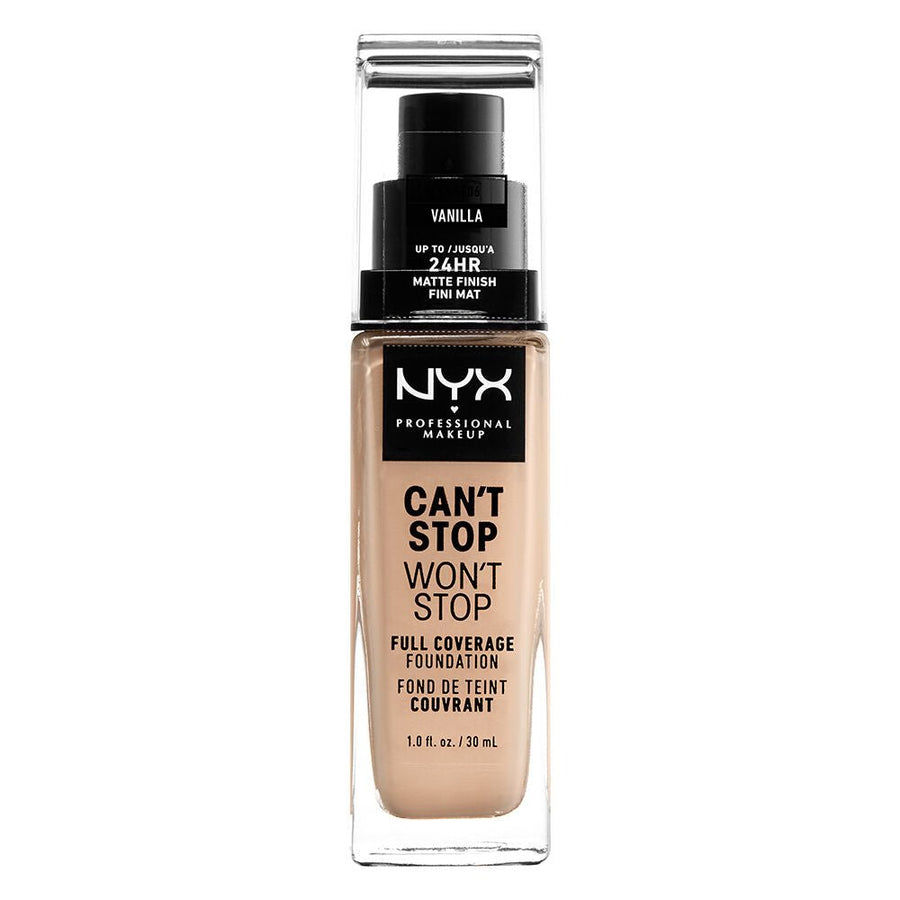 NYX Can't Stop Won't Stop Full Coverage Foundation 30ml, Lightweight, Waterproof and Pigmented #color_Vanilla