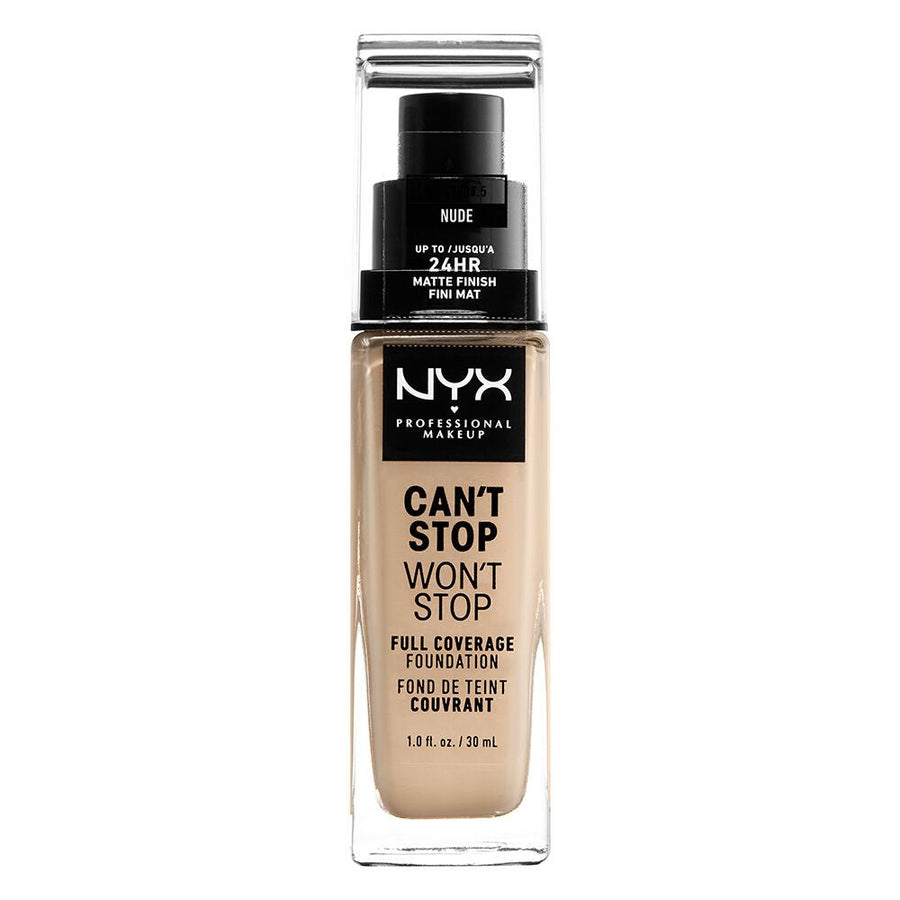 NYX Can't Stop Won't Stop Full Coverage Foundation 30ml, Lightweight, Waterproof and Pigmented #color_Nude