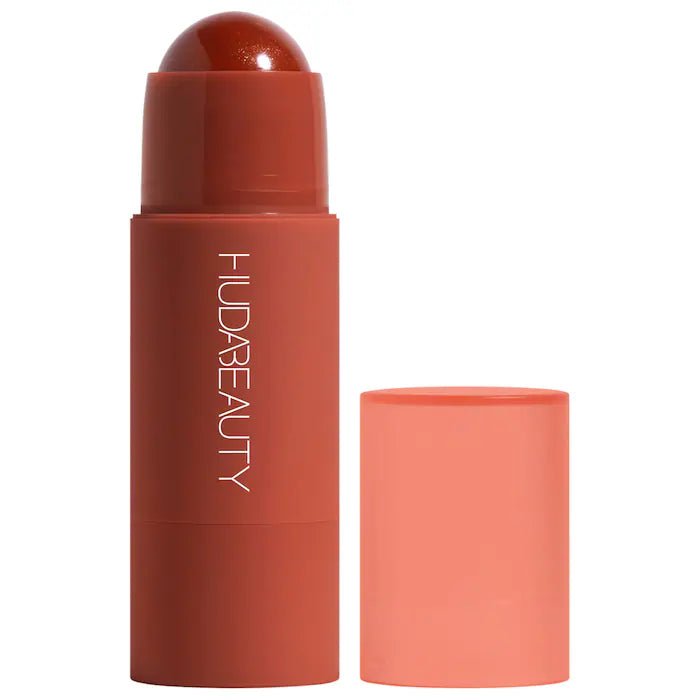 Huda Beauty Cheeky Tint Cream Blush Stick 5g Buildable, Moisturizing Cream Blush Stick, Lychee, Vitamin E #color_Rebel Red