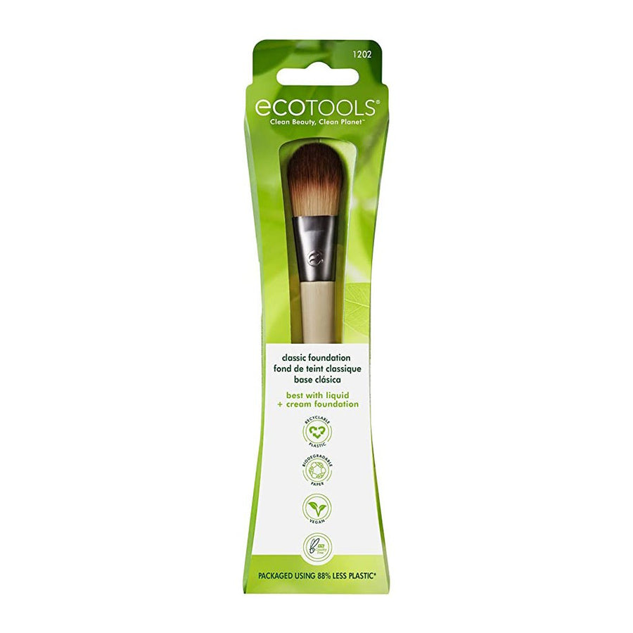 Ecotools Classic Foundation Brush Makeup Brushes Tools Sturdy, Lightweight, Enables Precise Application and Blending