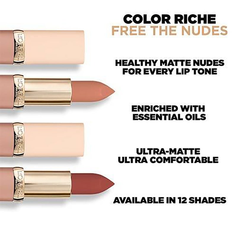 L'Oreal Paris Color Riche Ultra Matte Lipstick 3g, Highly Pigmented Colour, Powdery Matte Finish