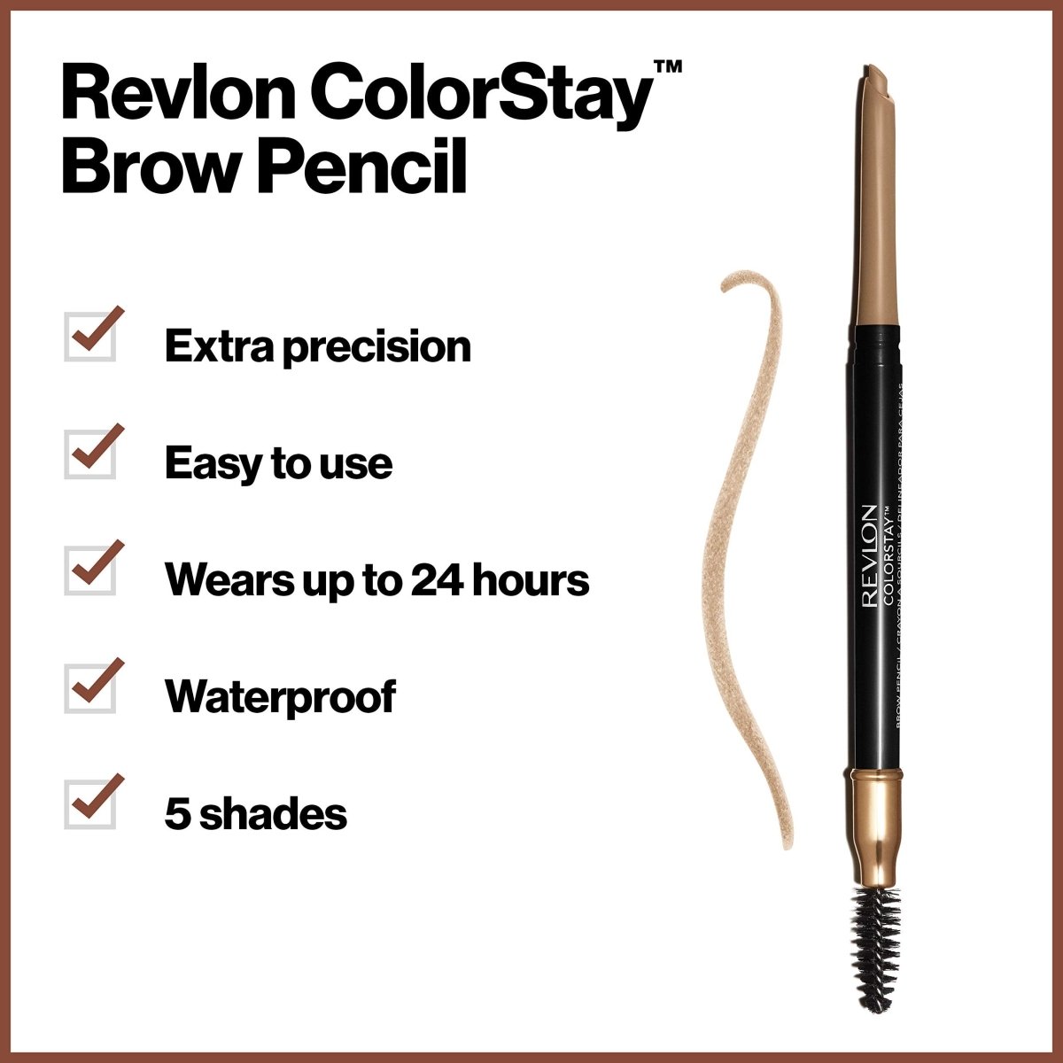 Revlon Colorstay Brow Pencil .35g, Angled Tip and Spoolie Brush, Sculpts Brows