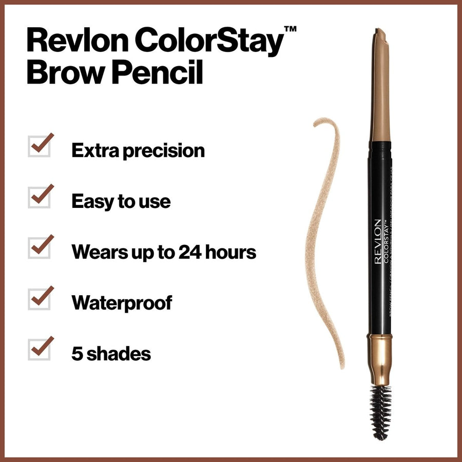 Revlon Colorstay Brow Pencil .35g, Angled Tip and Spoolie Brush, Sculpts Brows