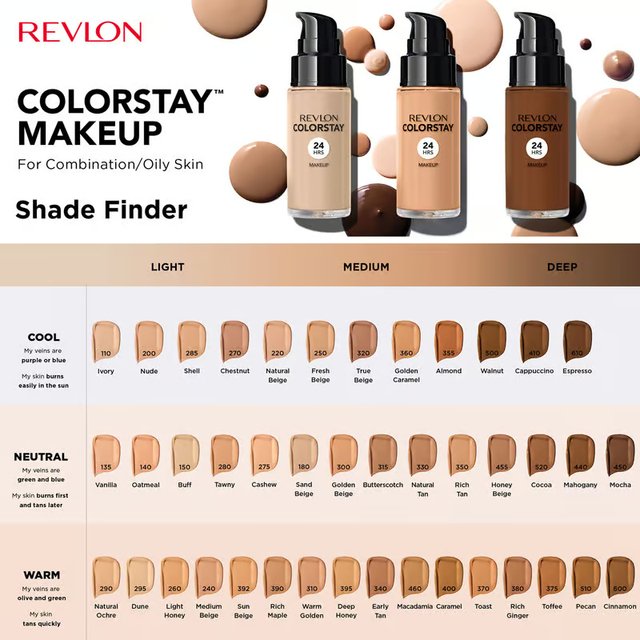 Revlon Colorstay Fond Base Combination Oily Skin, Breathable, Buildable, Oil-Absorbing, Matte Finish