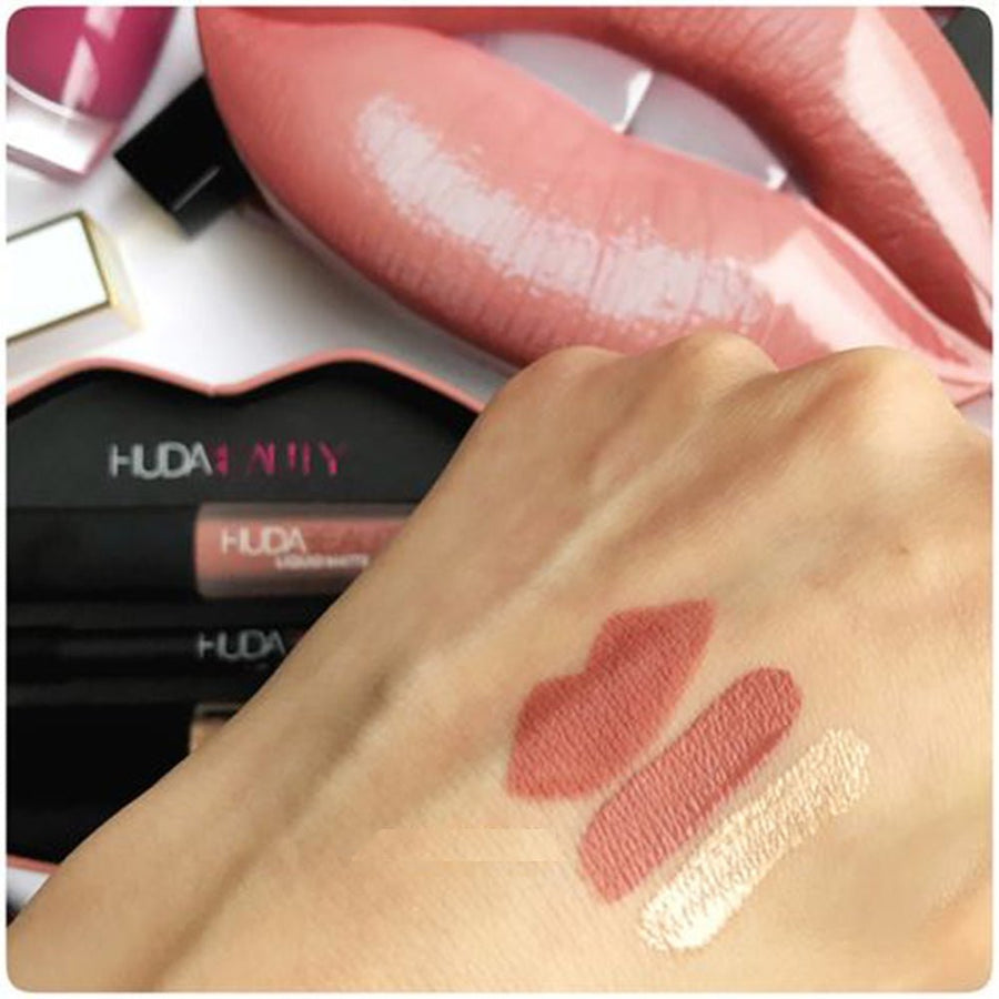 Huda Beauty Contour & Strobe Lip Set Cult-Favorites Lip Contour and Liquid Matte #color_Bombshell and Ritzy