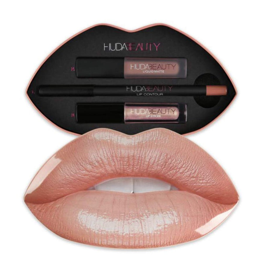 Huda Beauty Contour & Strobe Lip Set Cult-Favorites Lip Contour and Liquid Matte #color_Bombshell and Ritzy