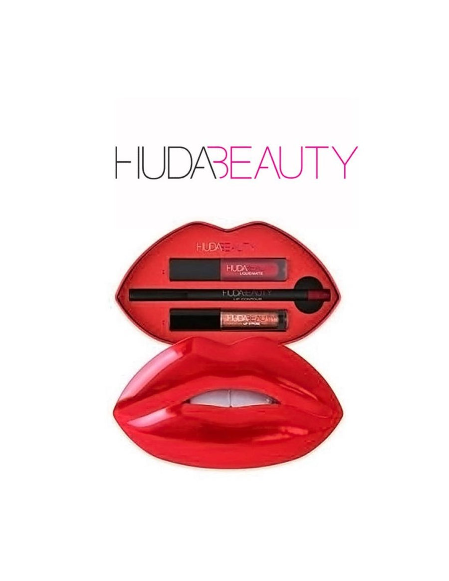 Huda Beauty Contour & Strobe Lip Set Cult-Favorites Lip Contour and Liquid Matte #color_Heartbreaker Shameless