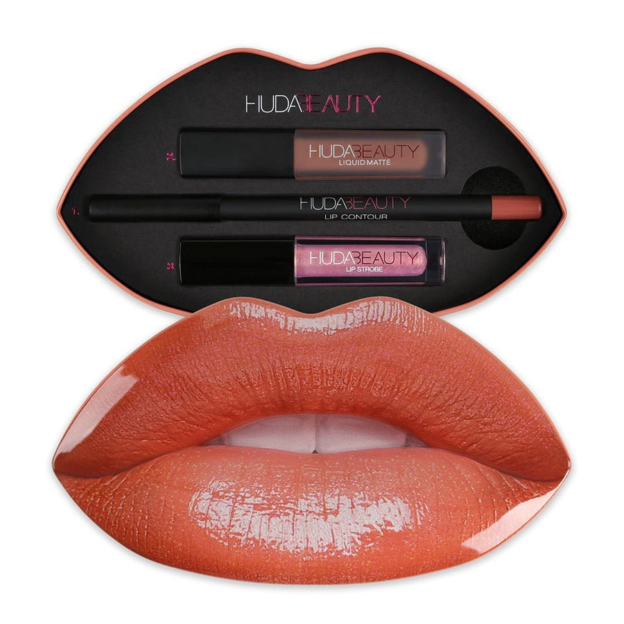 Huda Beauty Contour & Strobe Lip Set Cult-Favorites Lip Contour and Liquid Matte #color_Trendsetter Snobby