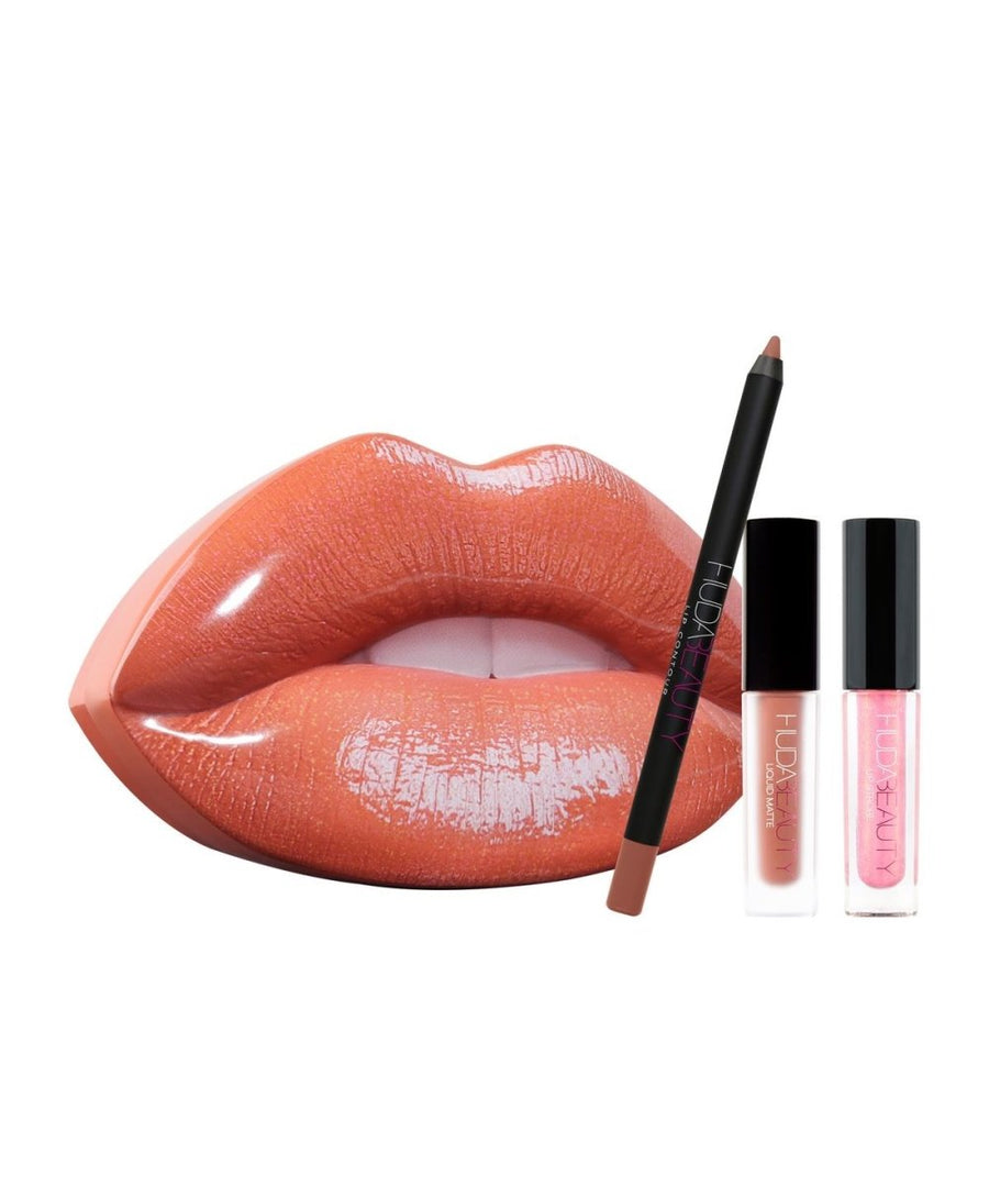 Huda Beauty Contour & Strobe Lip Set Cult-Favorites Lip Contour and Liquid Matte #color_Trendsetter Snobby