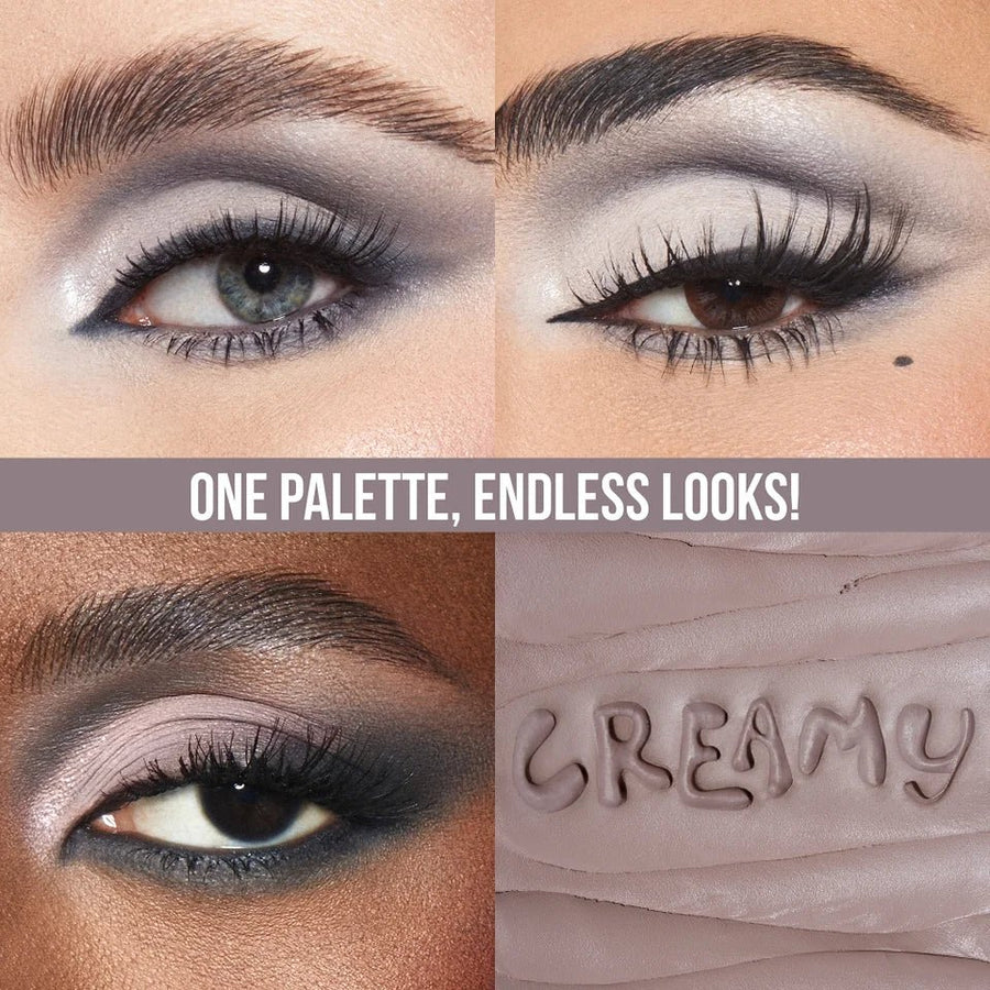 HUDA BEAUTY Creamy Obsessions Eyeshadow Palette Ultra-Pigmented Metallic, Marble and Cream-to-Powder Eyeshadows #color_Greige