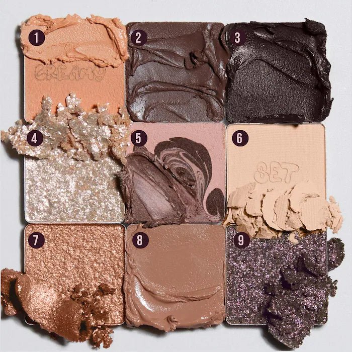 HUDA BEAUTY Creamy Obsessions Eyeshadow Palette Ultra-Pigmented Metallic, Marble and Cream-to-Powder Eyeshadows #color_Neutral Brown