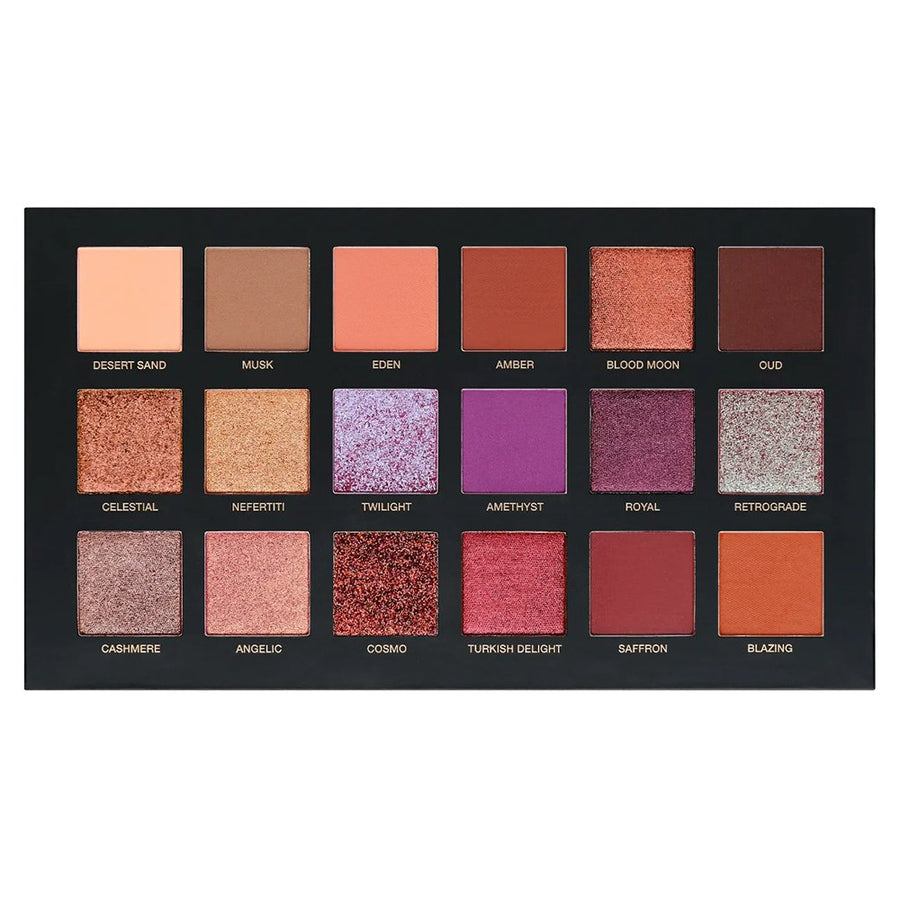 Huda Beauty Desert Dusk Eyeshadow Palette, 18 Shades in Four Unique Textures