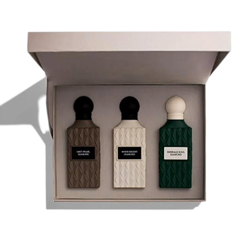 Ibrahim AlQurashi Diamond Collection Grey Wish Box Set 3Pcs 2.5oz 75ml EAU DE PARFUM SPRAY